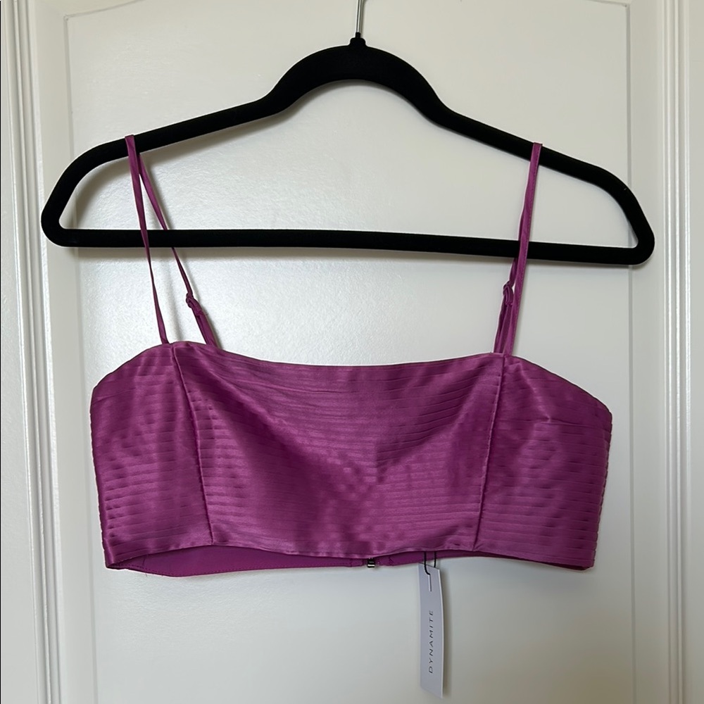 Dynamite pleated strappy crop top Meadow Mauve